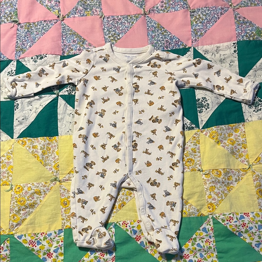 Ralph Lauren Blue Label Cream and Brown Kids Footie